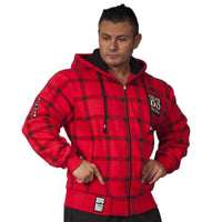 Big Sam LIFESTYLE übergrosse karierte Baumwoll-Kapuzenjacke mit Reissverschluss 3589