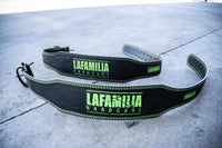 La Familia Leder Gewichthebergürtel mit gesticktem Logo in Neongrün