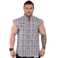 Chemise oversize sans manches à carreaux en coton Big Sam XXXL ANIMAL 5040